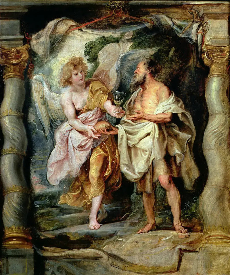Profeten Elias nærmet sig en engel - Peter Paul Rubens