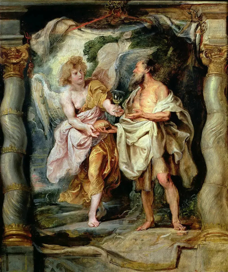 Profeten Elias nærmet sig en engel - Peter Paul Rubens