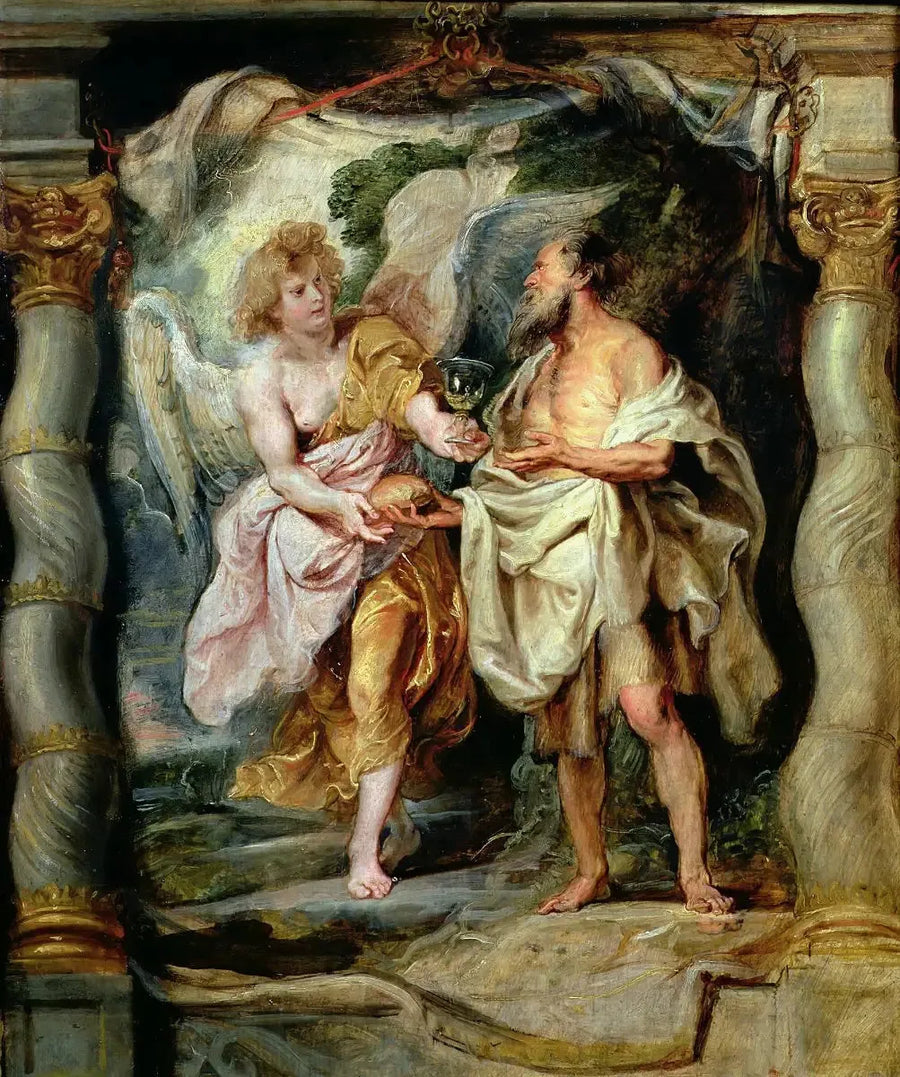 Profeten Elias nærmet sig en engel - Peter Paul Rubens