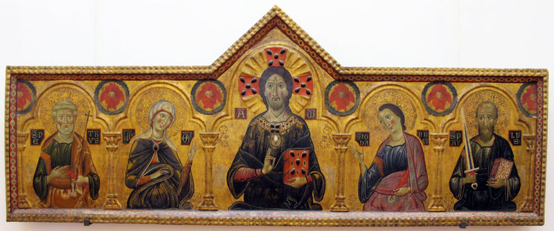 Frelsen mellem Jomfruen og tre helgener - Cosimo Rosselli
