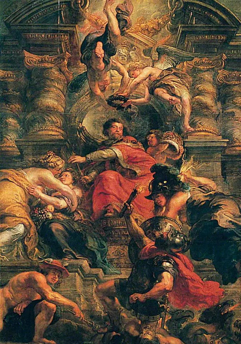 Den fredelige regeringstid af Jacques I (Jacques I's vise regeringstid) - Peter Paul Rubens