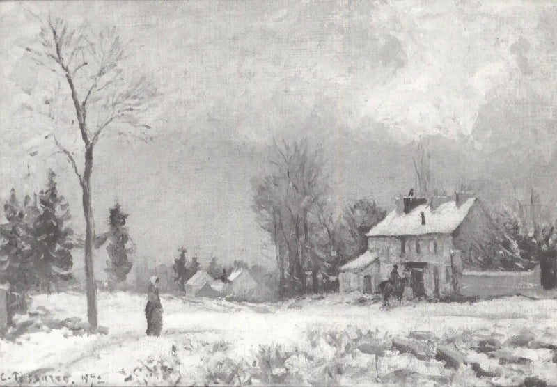 Posthuset, vej til Versailles, Louveciennes, sne - Camille Pissarro