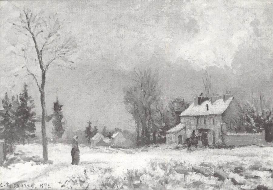 Posthuset, vej til Versailles, Louveciennes, sne - Camille Pissarro