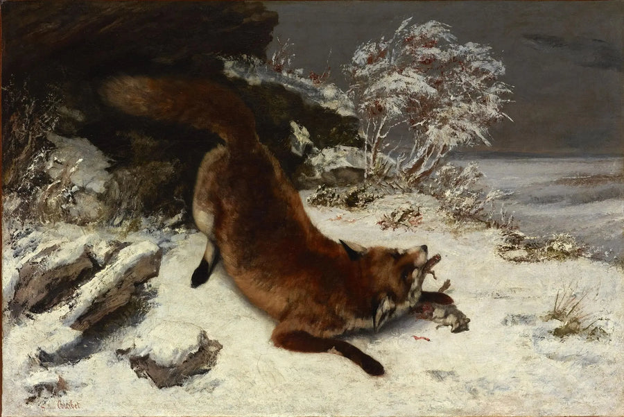 Ræv i sneen - Gustave Courbet