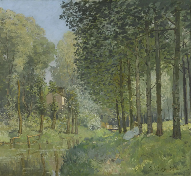 Hvile ved bredden af en bæk. Skovkant - Alfred Sisley