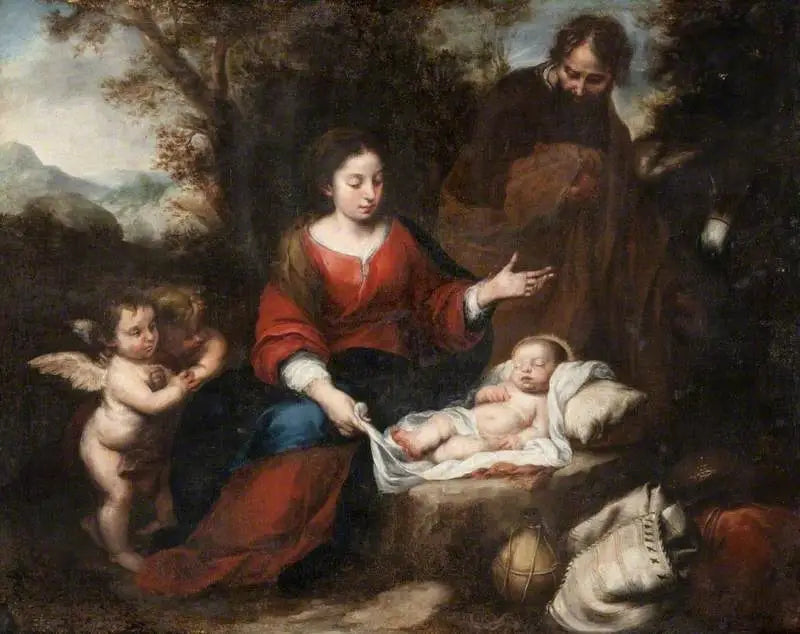 Hvile under flugten til Egypten - Bartolomé Esteban Murillo