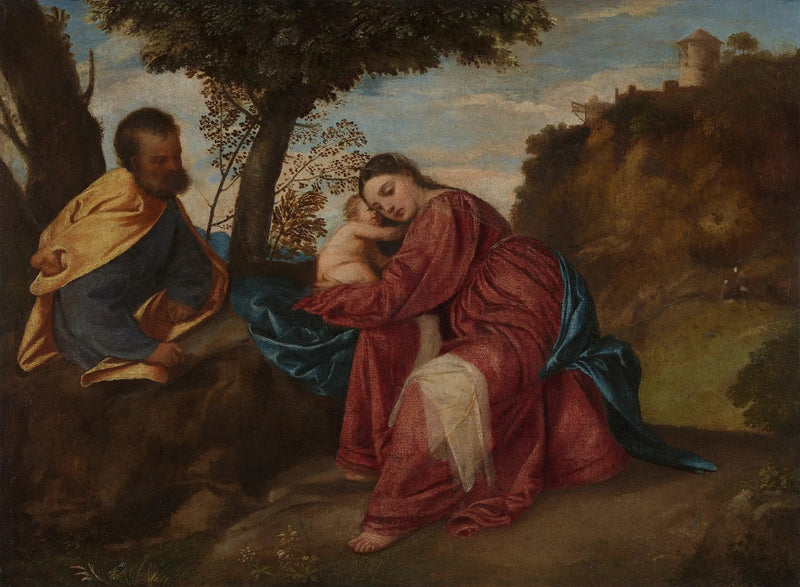 Hvile under flugten til Egypten - Titian