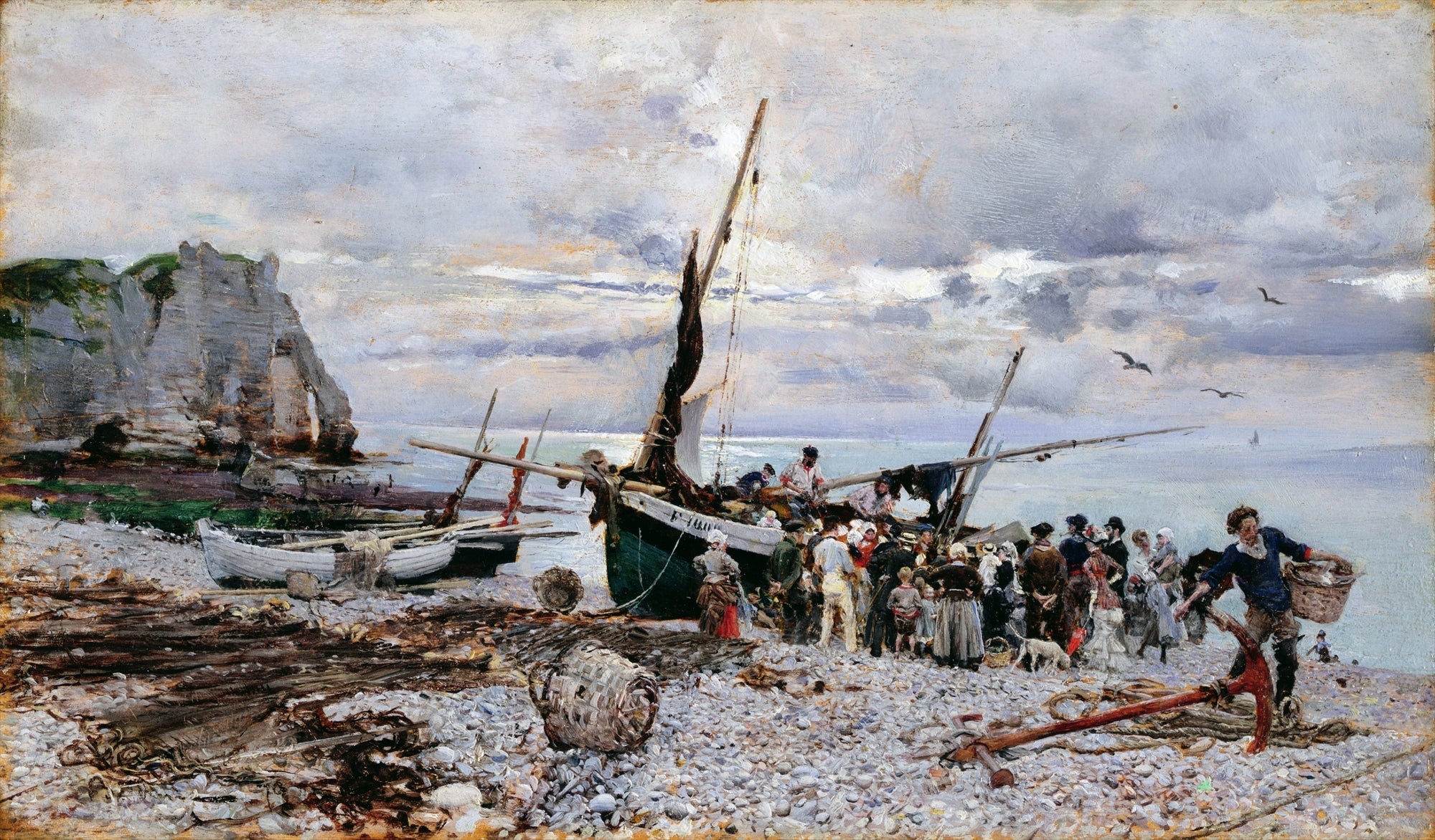 Le Retour des bateaux de pêche, Étretat - Giovanni Boldini image 1 tableau peint à l’huile sur toile