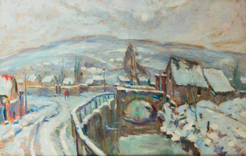 Le Robec under sneen omkring Rouen - Robert Antoine Pinchon