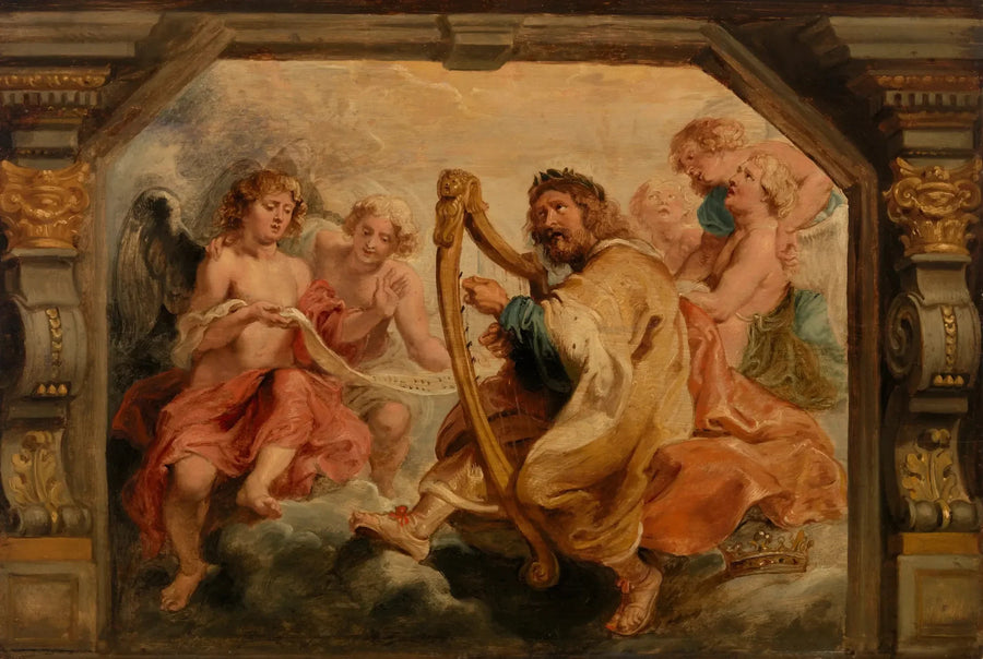 Kong David spiller på harpe - Peter Paul Rubens