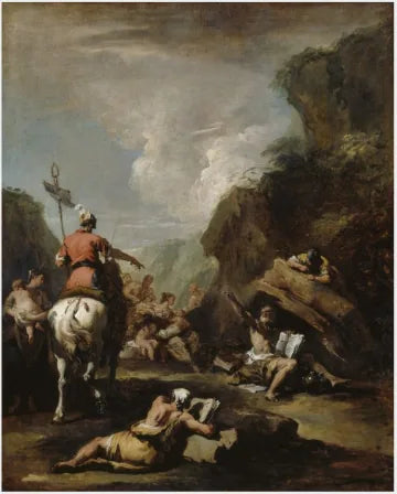 Syracuse kong Héron II beder Archimedes om at befæste byen - Sebastiano Ricci