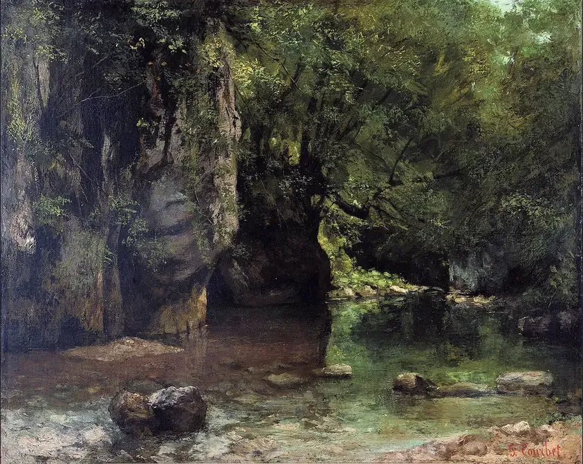 Den Skyggefulde Bæk ved Den Sorte Brønd - Gustave Courbet