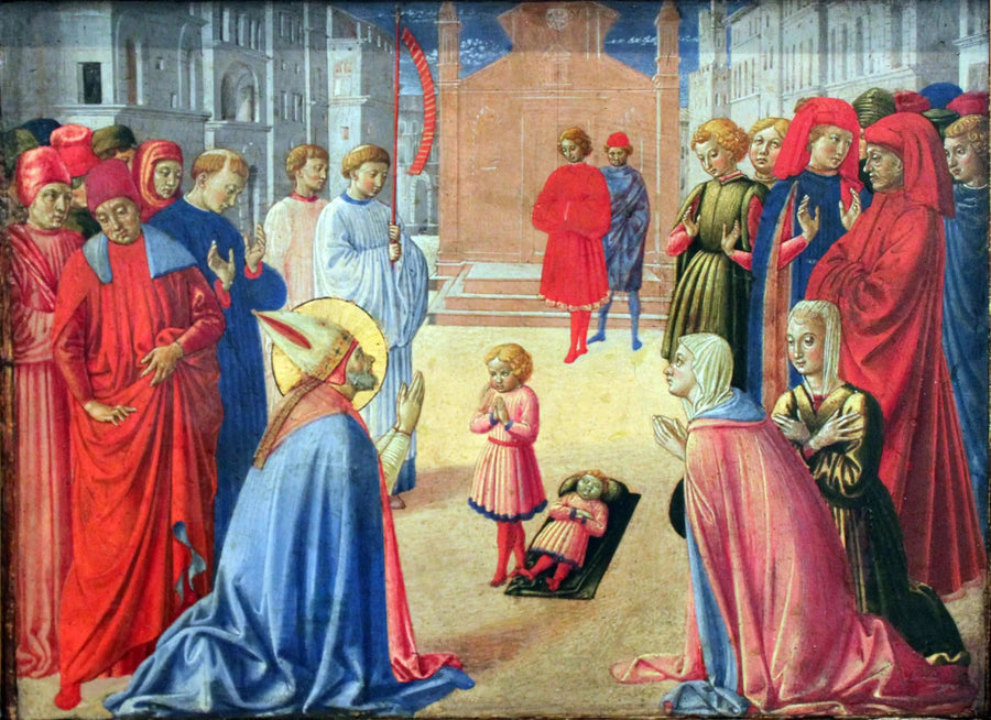 Den hellige Zénobe genopvækker en dræbt dreng - Benozzo Gozzoli