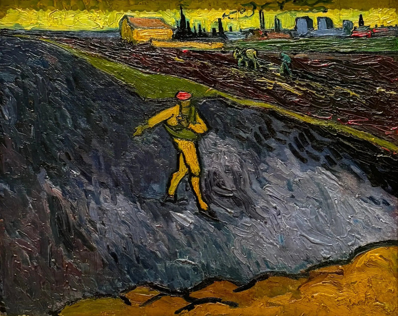 Sædemanden: omgivelserne ved Arles i baggrunden - Vincent van Gogh
