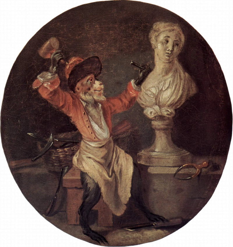 Den Skulptører Ape - Antoine Watteau