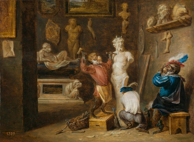 Le Singe skulptør - David Teniers le Jeune
