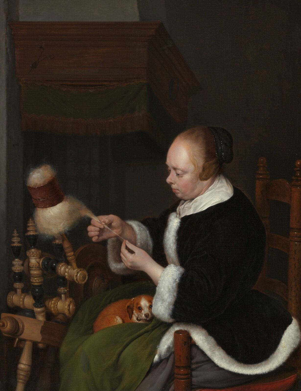 Le Spinner - Gerard ter Borch image 1 copie de tableau peinte à la main
