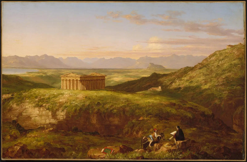 Ségeste-templet med kunstneren, der tegner - Thomas Cole