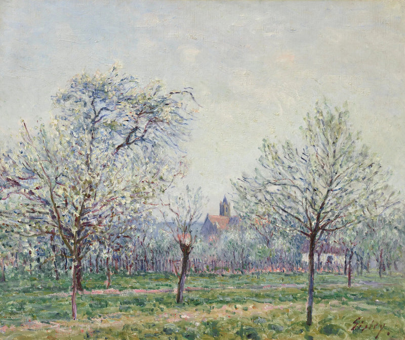 Frugtplantagen i Moret-sur-Loing, forår - Alfred Sisley