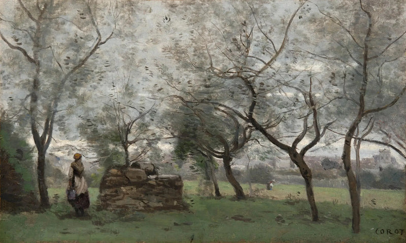 Frugtplantagen, omgivelserne omkring Mantes - Jean-Baptiste Camille Corot