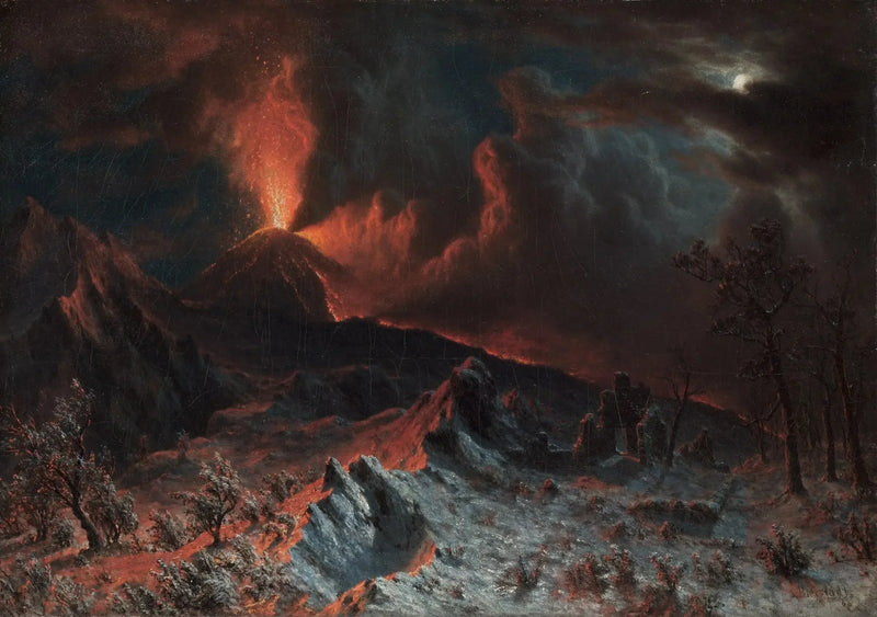 Vesuvius ved midnat - Albert Bierstadt