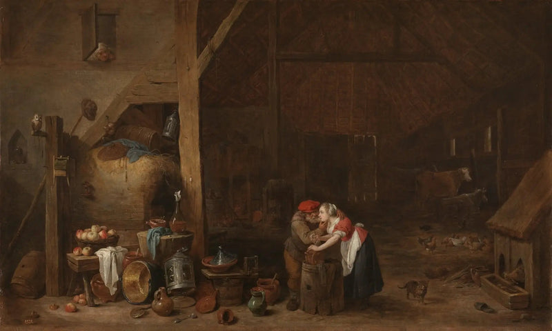 Den gamle mand og tjenestepigen - David Teniers den Yngre