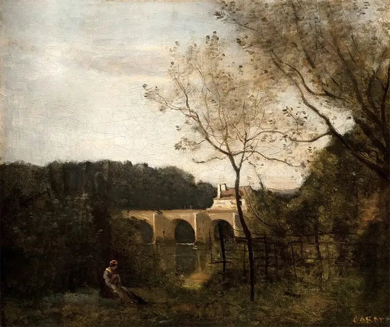 Den gamle bro i Mantes - Jean-Baptiste Camille Corot
