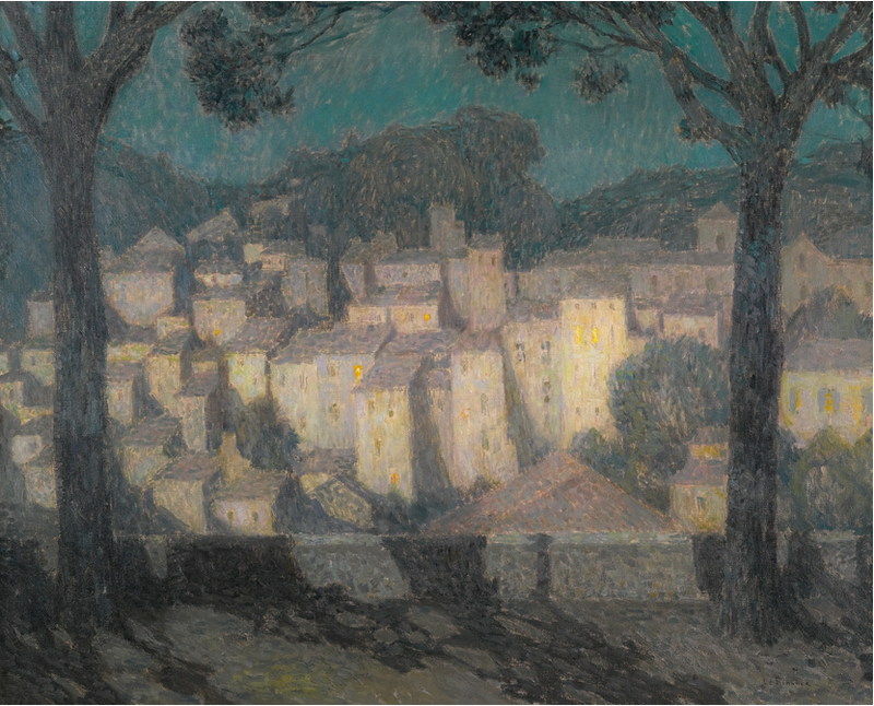 Landsbyen under måneskin (repræsentation af Bormes-les-Mimosas) - Henri Le Sidaner