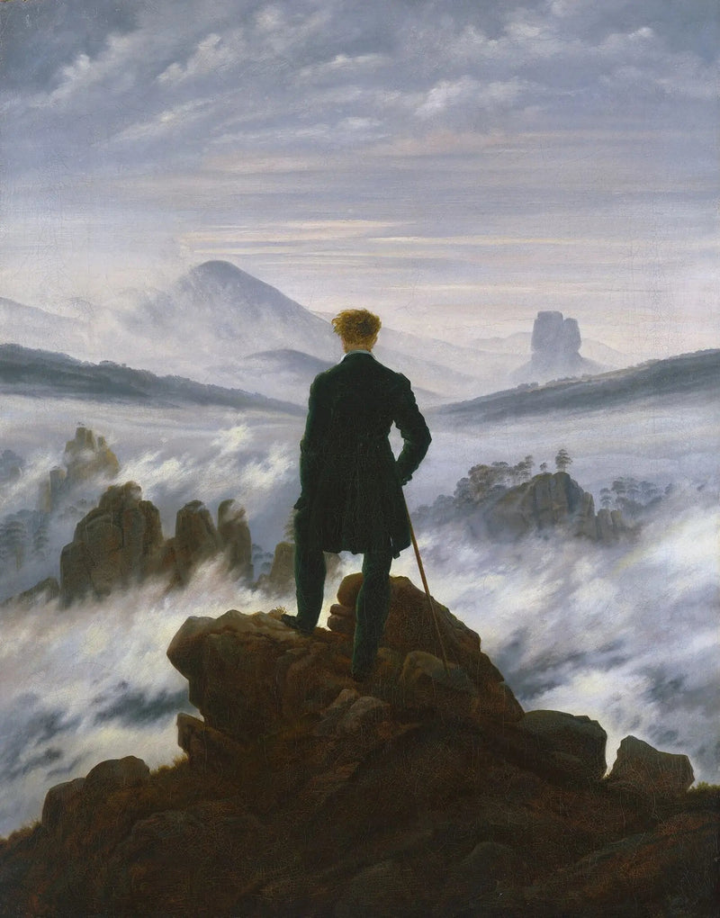 Rejsende, der betragter en skyfyldt hav - Caspar David Friedrich
