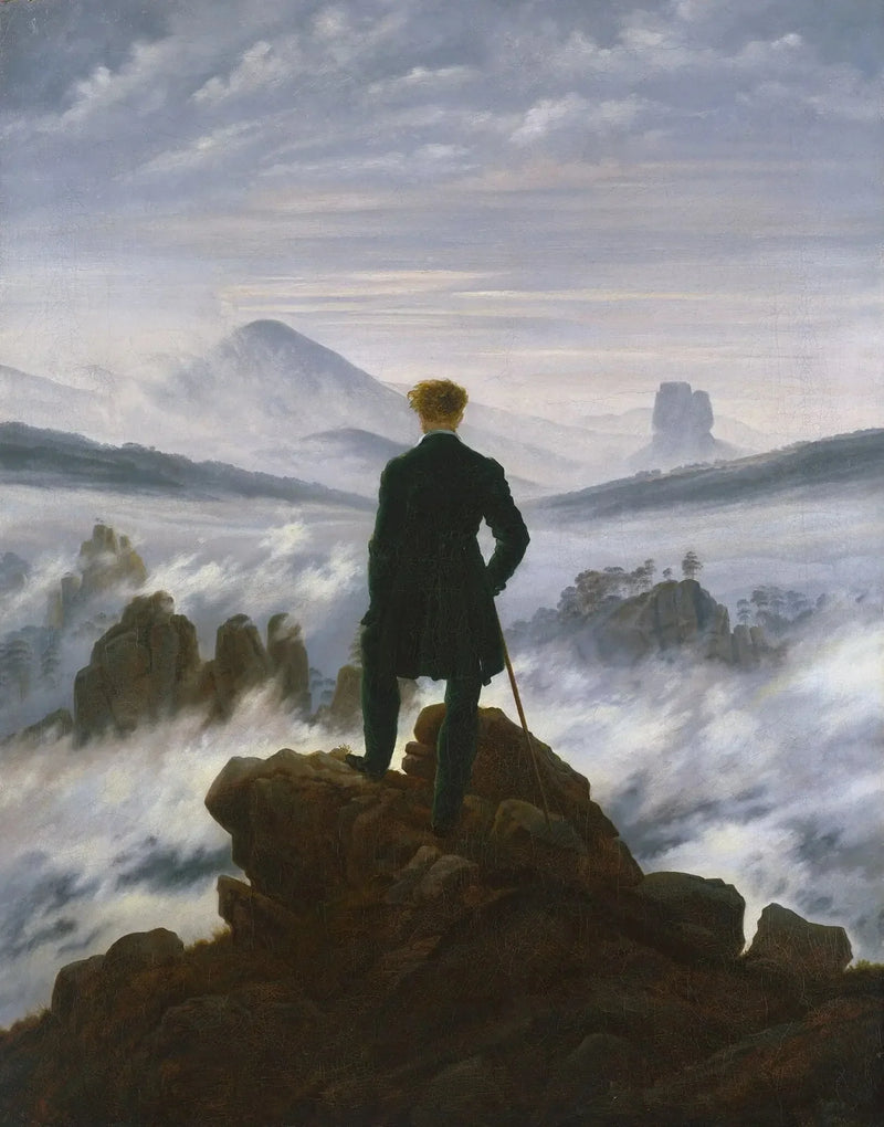 Rejsende, der betragter en skyfyldt hav - Caspar David Friedrich