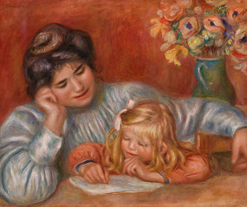 Skrivelektion (Skrivelektionen) - Pierre-Auguste Renoir