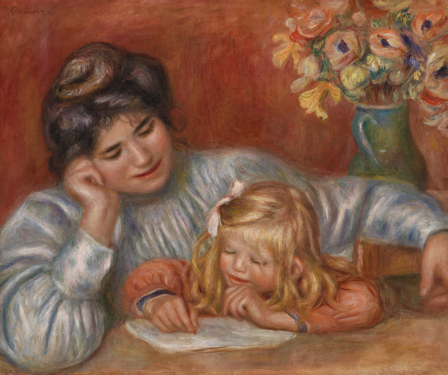 Skrivelektion (Skrivelektionen) - Pierre-Auguste Renoir