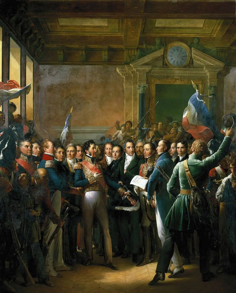 Læsning ved Hôtel de Ville i Paris af Deputeredes erklæring og Proklamationen af Dronningens hertug af Orléans, general-løjtnant for Kongeriget (31. juli 1830) - François Gérard
