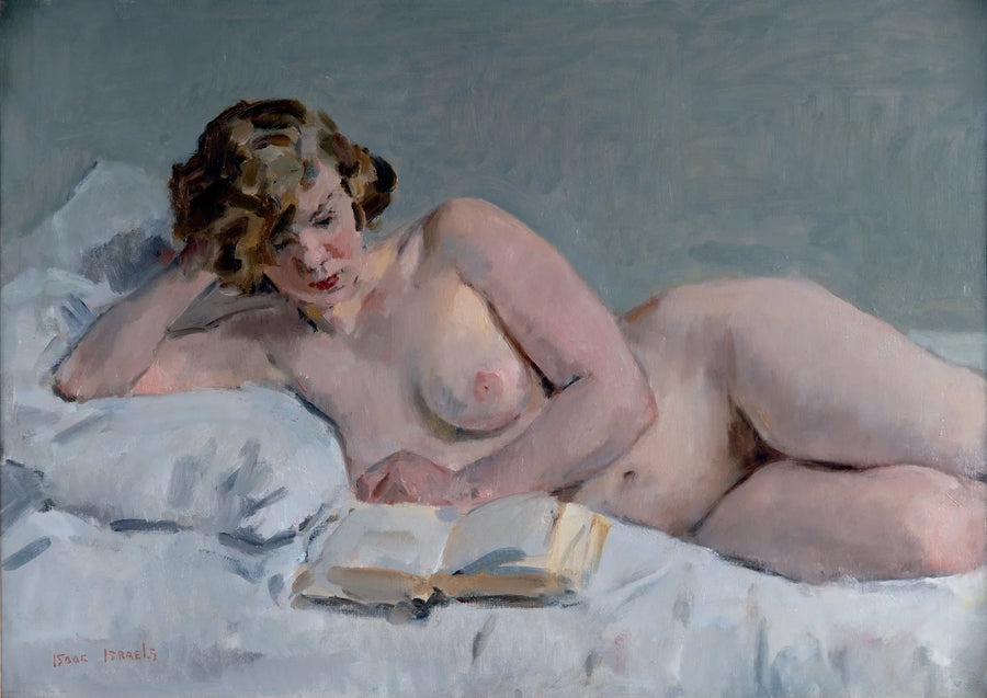 liggende nøgen læsning - Isaac Israels