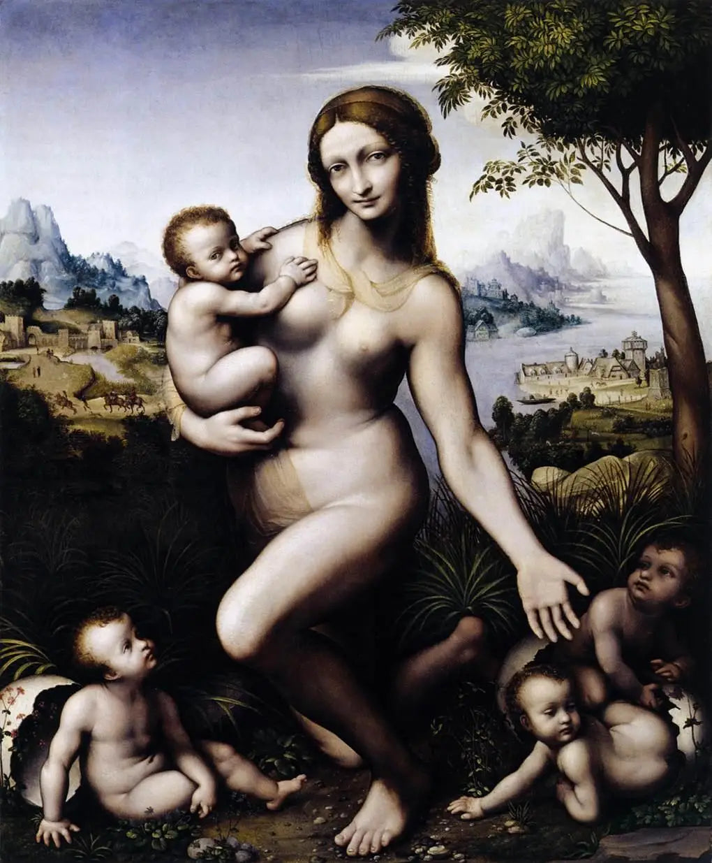 Reproduction du tableau « Léda avec ses enfants - Léonard de Vinci » par Alpha Reproduction en peinture à l’huile