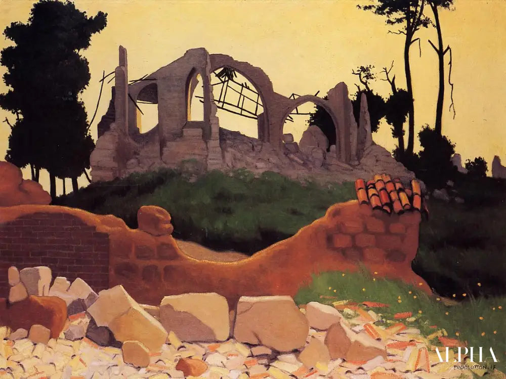 L'église de Souain à Sihlouette - Félix Edouard Vallotton - Reproductions de tableaux et peintures haut de gamme