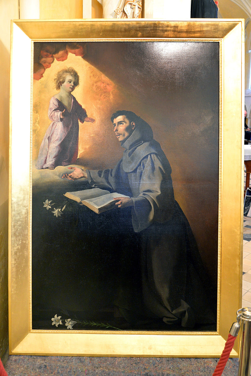 Jesusbarnet, der viser sig for Sankt Antonius af Padua - Francisco de Zurbarán