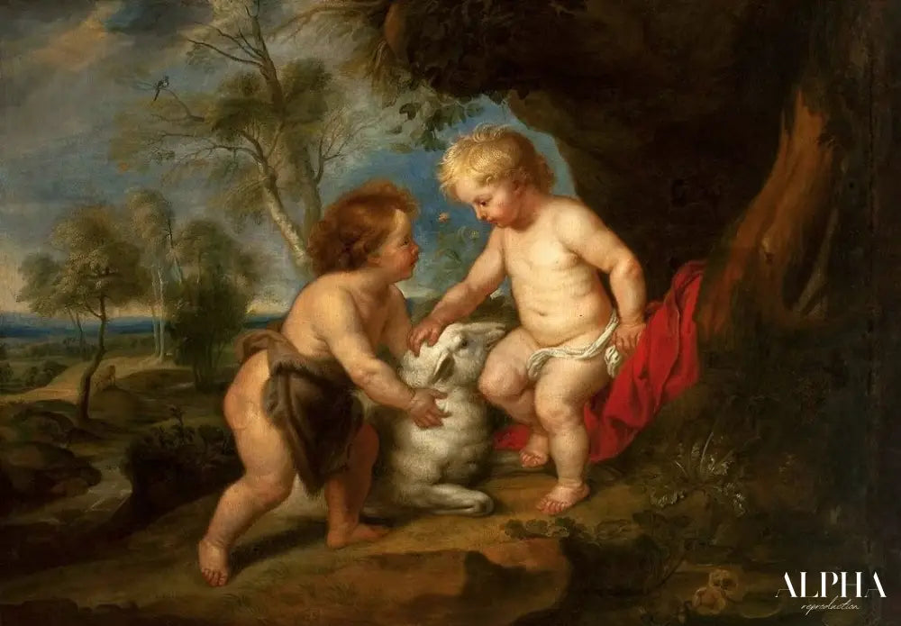 L’Enfant Jésus et saint Jean-Baptise enfant - Peter Paul Rubens - Reproductions de tableaux et peintures haut de gamme