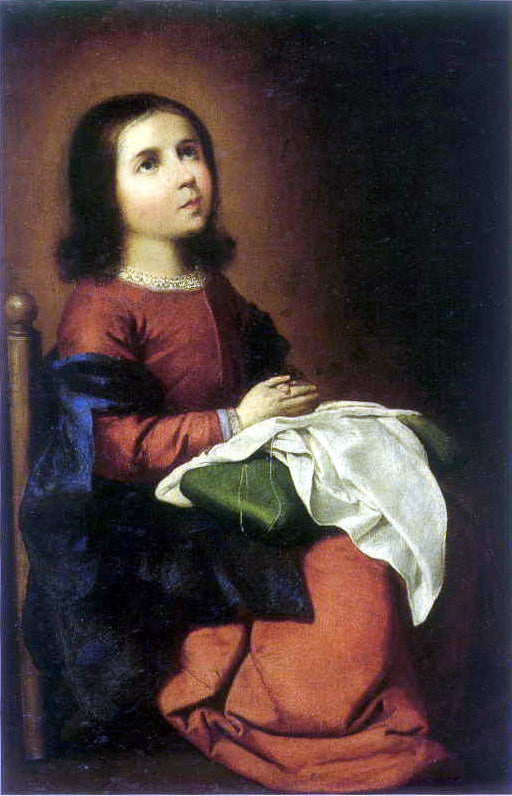 Den hellige Jomfru i bøn - Francisco de Zurbarán