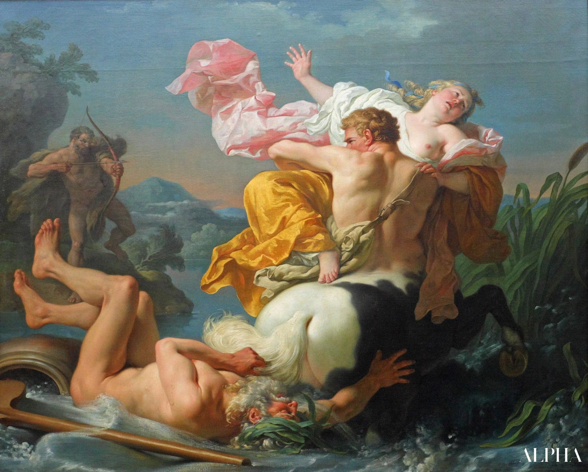 "Dejanyres bortførelse af centauren Nessus - Louis Jean François Lagrenée - Reproduktioner af malerier og højkvalitets malerier"