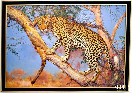 Leopard in a Tree – Somchai | 150 x 100 cm Reproductions de tableaux à la peinture à l’huile