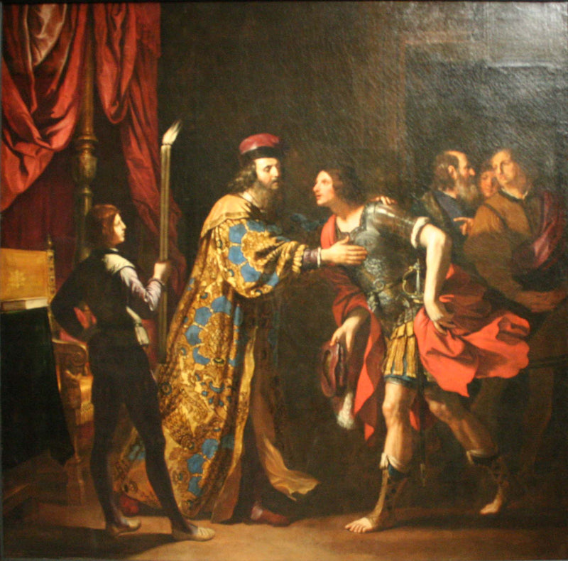 Catons afsked med sin søn i Utica - Guercino
