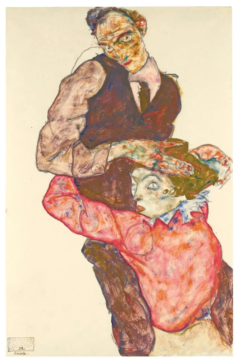 Elskende (Selvportræt med Wally) - Egon Schiele