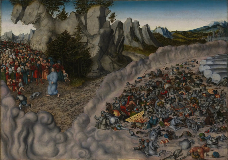 Faraos hære sunket i Det Røde Hav - Lucas Cranach den Ældre