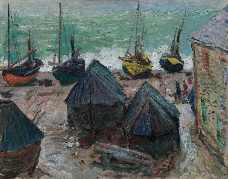 Bådene på stranden ved Étretat - Claude Monet