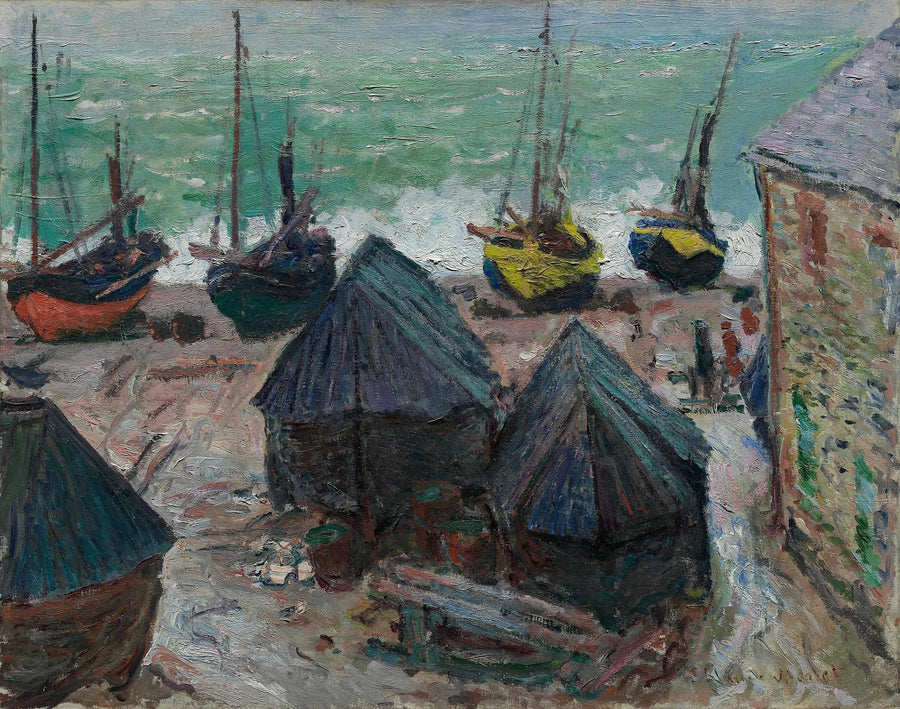 Bådene på stranden ved Étretat - Claude Monet
