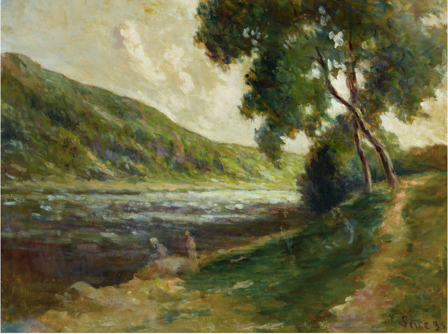 Les Bords de la Seine aux environs de Rolleboise - Maximilien Luce image 1 copie de tableau peinte à la main