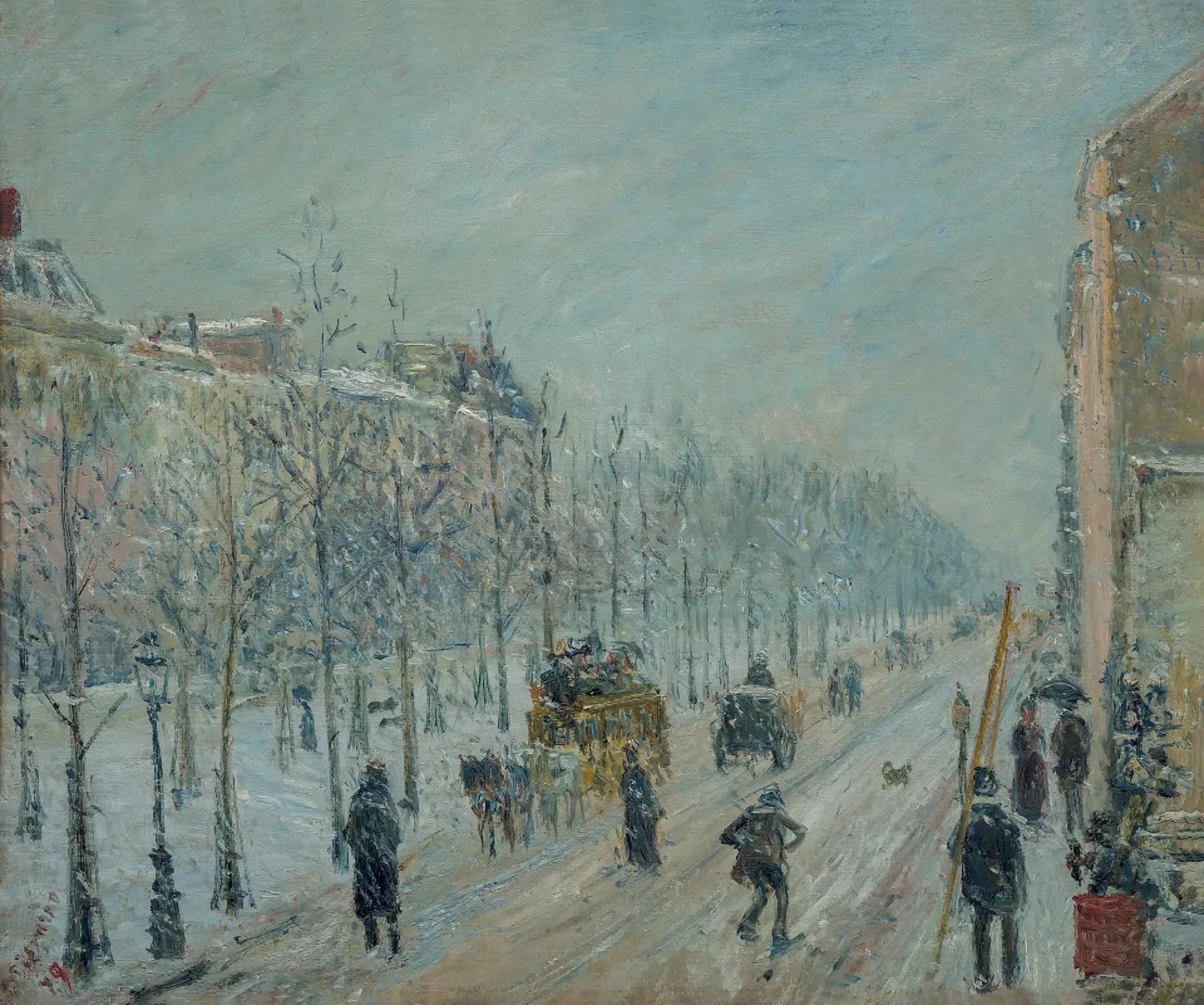 Les boulevards extérieurs. Effet de neige - Camille Pissarro image 1 reproduction artisanale de tableau