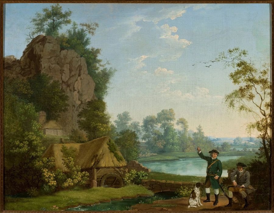 Jægere nær mølle, med udsigt over Creswell Crags - George Stubbs