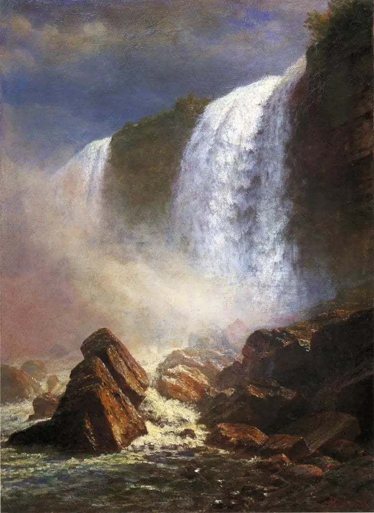 Niagara Falls set fra neden - Albert Bierstadt